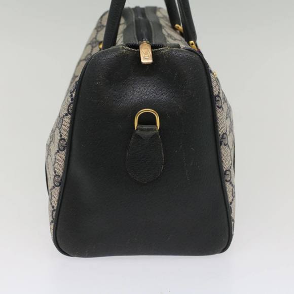 GUCCI GG Canvas Sherry Line Boston Bag PVC Leather Gray Red Navy Auth yk8527 - Picture 4 of 16